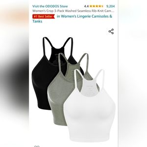 Women's crop 3 pack washed seamless Rib-Knit camisole crop Tank Tops